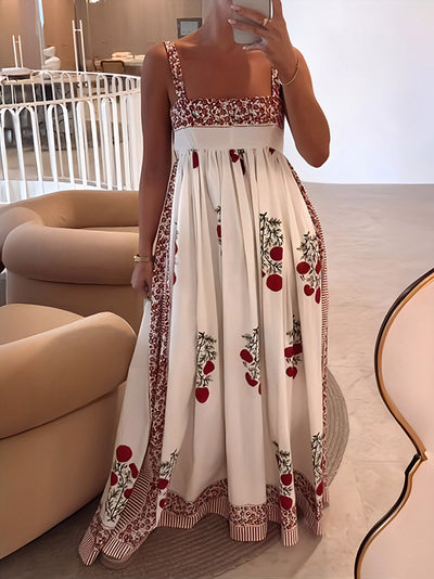 Maxikleid mit Trägern im Boho-Stil & Empire-Schnitt – Floral & Luftig