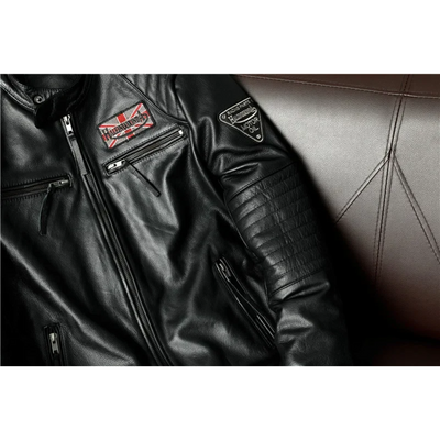 Luxhern - Lederjacke Herren mit Kapuze, Camouflage Bikerjacke