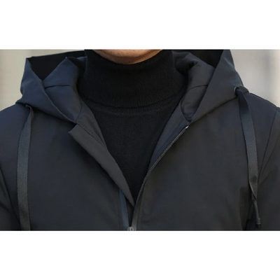 Polstox - Langer Wintermantel Herren – Leichter Steppmantel mit Kapuze und Futter