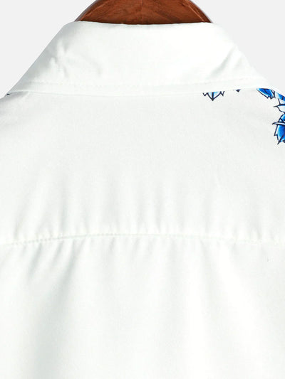 Jackson | Kurze Ärmel Weiß Floral bedrucktes Sommerhemd