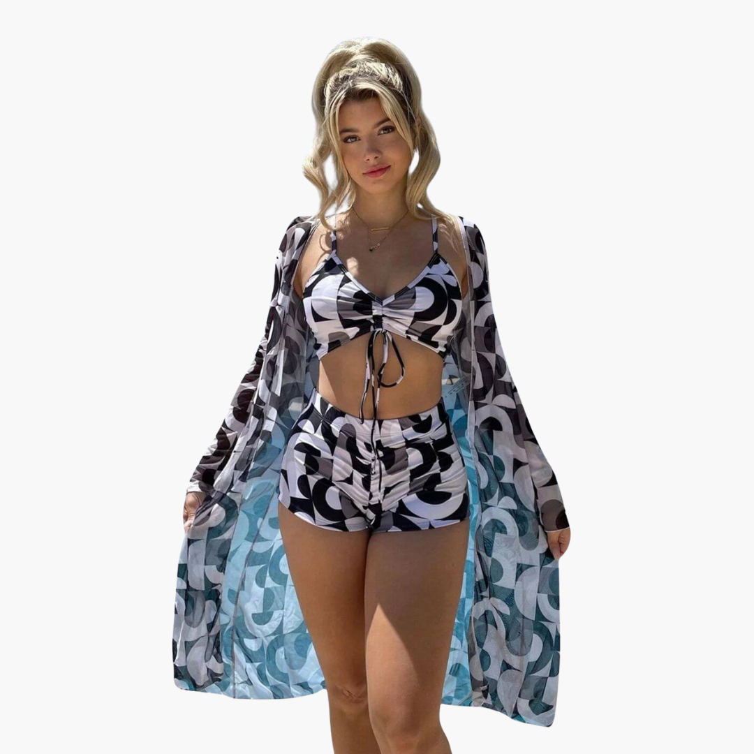 Lotta | 3-teiliges bedrucktes Bikini-Set