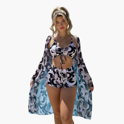 Lotta | 3-teiliges bedrucktes Bikini-Set