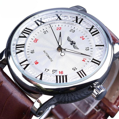 Fadenburg Luxus Leder Vollautomatische Uhr mit Kalenderfunktion - Elegantes Design für Den Herren