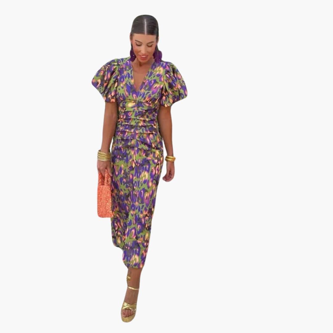 Midikleid mit Puffärmeln - Elegantes Damen Sommeroutfit