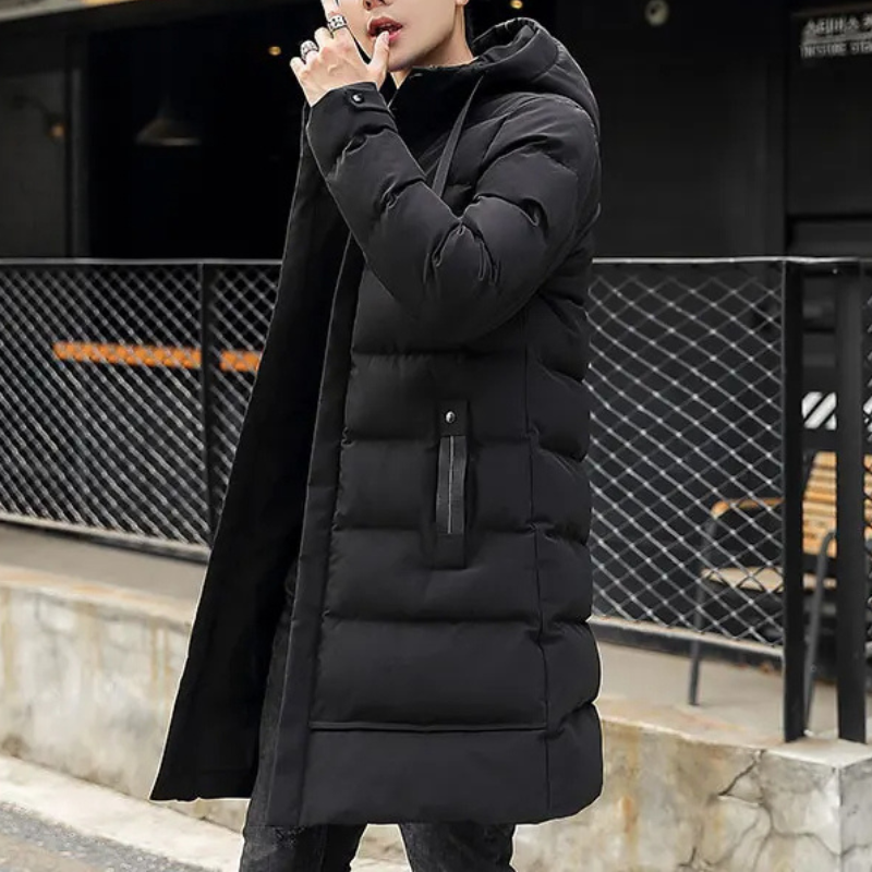 Zinntal - Langer Wintermantel Herren Warm Gefüttert Mit Kapuze Winddicht