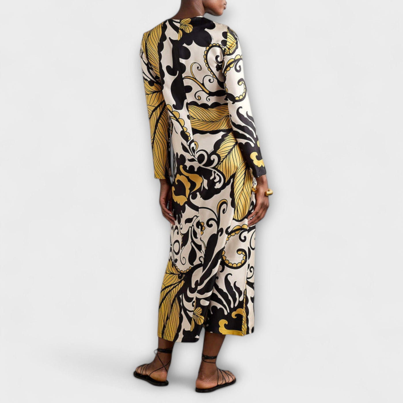 Luana - Auffälliges Satin Swing Twill Midikleid