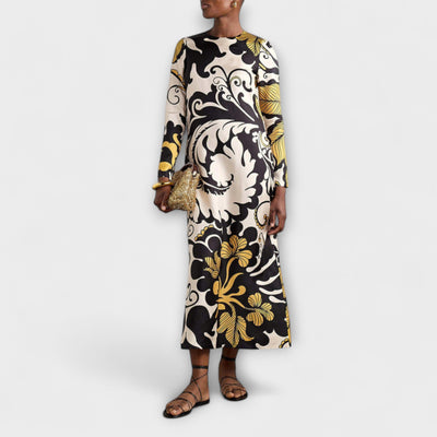 Luana - Auffälliges Satin Swing Twill Midikleid