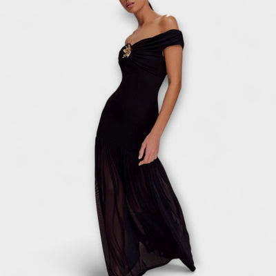 Maelie - Elegantes trägerloses Bodycon-Maxikleid mit floralen Akzenten