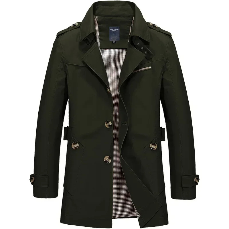 Nordgra - Langer Mantel Herren Stilvoller Trenchcoat Mit Gürtel und Revers