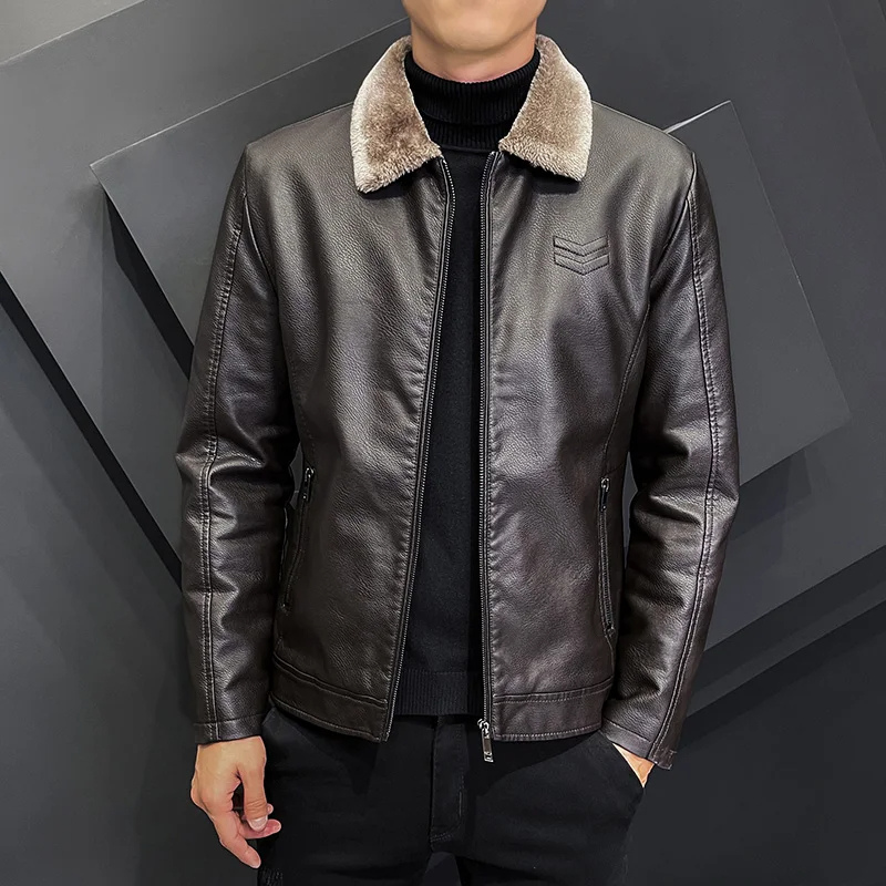 Trenlon - Lederjacke Herren mit abnehmbarer Kapuze, Bikerjacke aus Echtleder