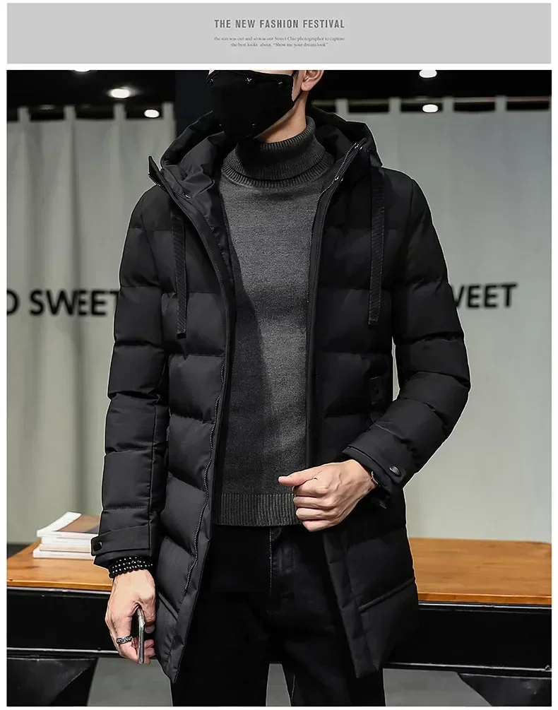 Feuernn - Langer Wintermantel Herren Warm Gefüttert Mit Kapuze Outdoorjacke