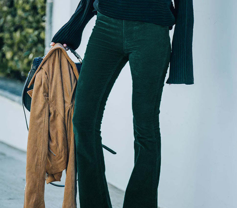 Jess |  High-Waist-Hose mit elastischer Taille aus Mikrocord