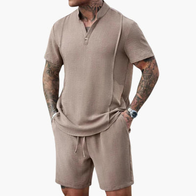 Herren Set mit Henley Shirt und Shorts für den Sommer