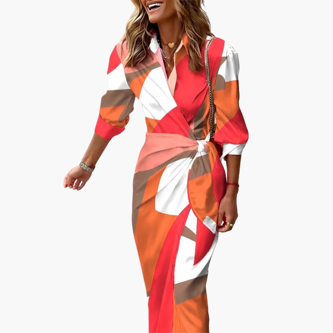 Gestreiftes Hemdblusenkleid – Damen Maxikleid aus Baumwolle