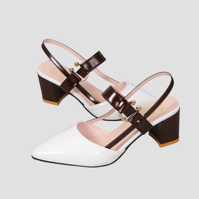 Elegante Isabel Sandalen Mit Blockabsatz & Goldenen Akzenten – Stilvolles Bicolor-Design