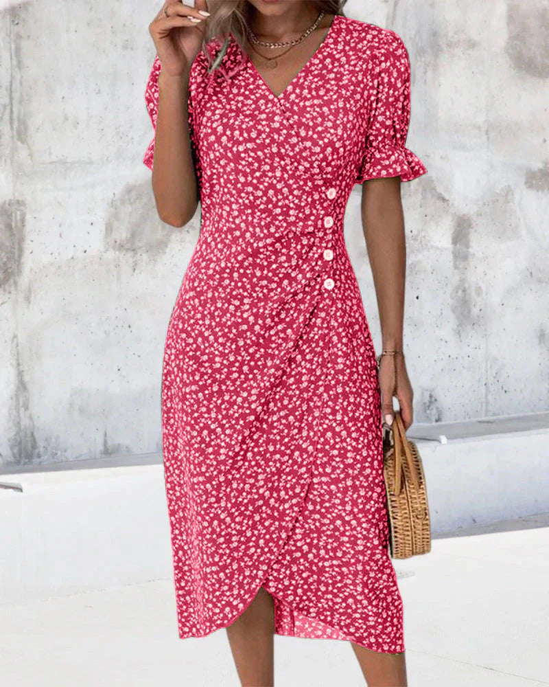 Ivy | Kurzärmeliges Kleid mit Blumenmuster