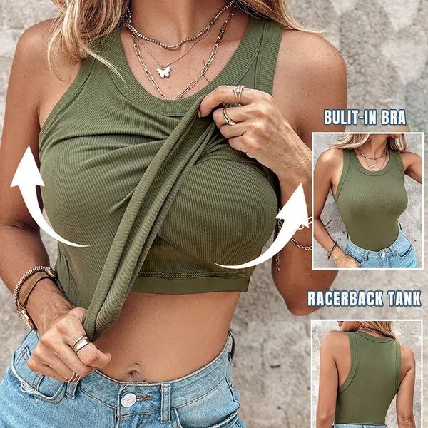 Karen | Geripptes Tanktop mit integriertem BH für Frauen