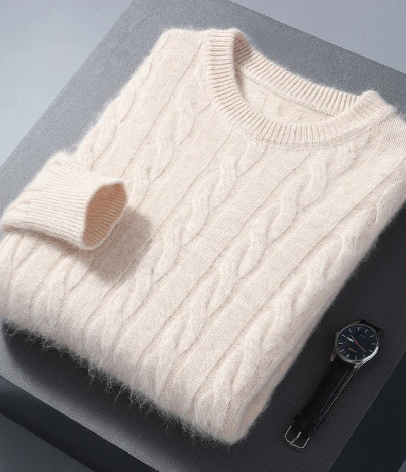 Wollfit - Wollpullover Herren – Weicher Zopfstrick-Pullover für kalte Tage