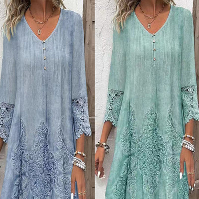 Caely | Elegantes spitzenbesetztes Damenkleid mit halbärmeln und Spitzenausschnitt