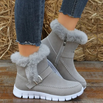 Frostin - Damen Winterstiefel mit Kunstfellkragen und flexibler Profilsohle