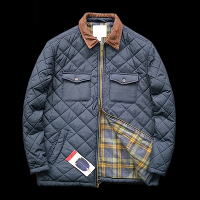 Paviton - Gewattierte Jacke Herren mit Cordkragen und kariertem Innenfutter