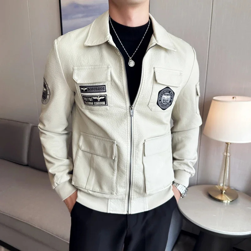 Zendolt - Lederjacke Herren mit Stehkragen, Klassische Bikerjacke aus Echtleder