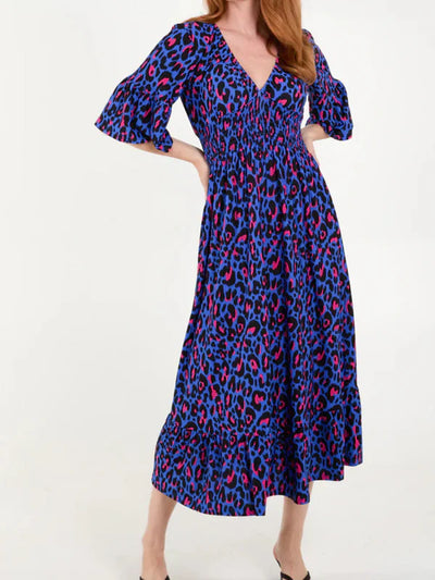 Becca | Kleid mit Falten und Leopardenmuster