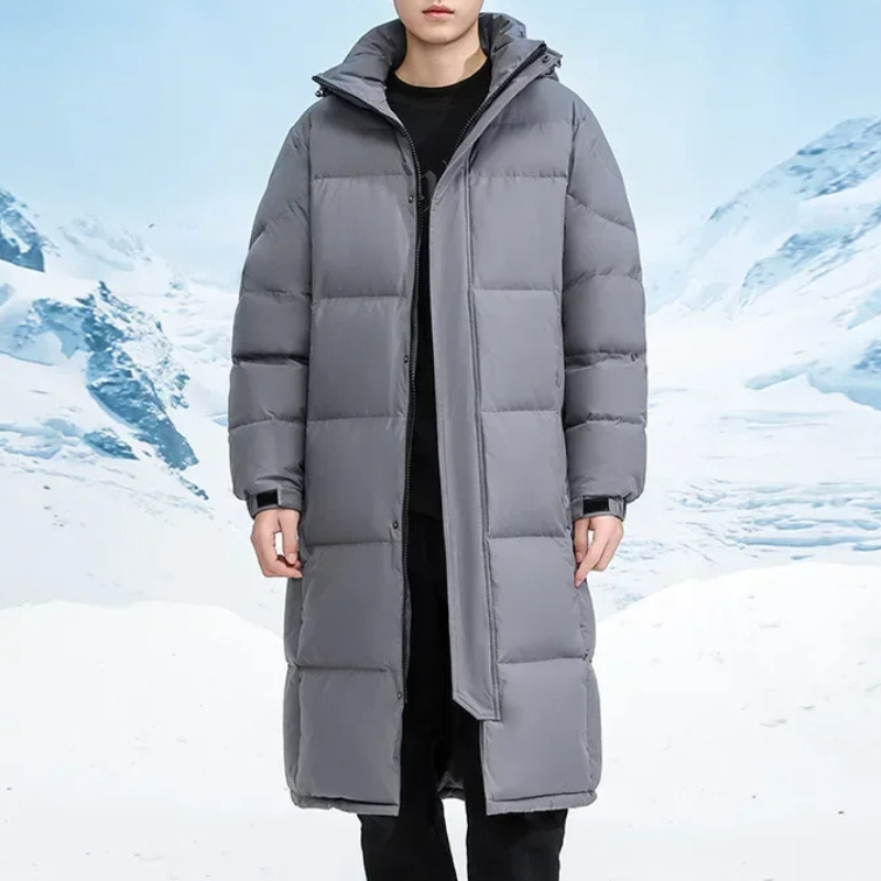 Soltwin - Langer Wintermantel Herren Warm Gefüttert Mit Kapuze Winddicht