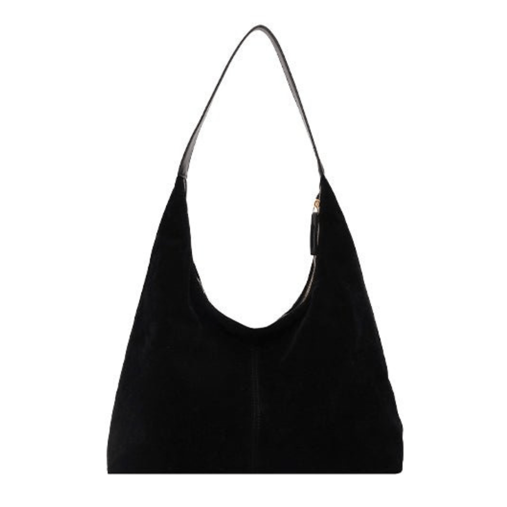 Damenhandtasche aus veganem Wildleder mit Reißverschluss