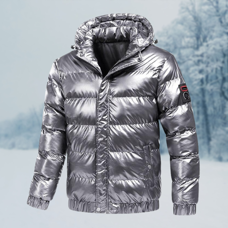 Herren Winterjacke | Glänzende Steppjacke Mit Kapuze