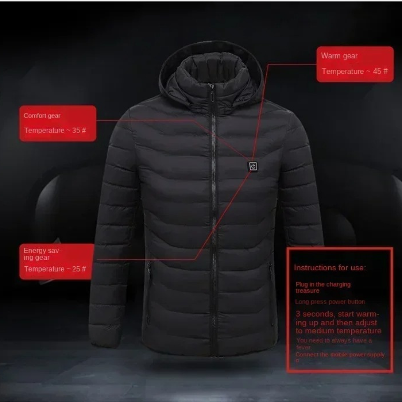 Grafton - Gewattierte Jacke Herren mit Kapuze und Reißverschluss für kalte Tage