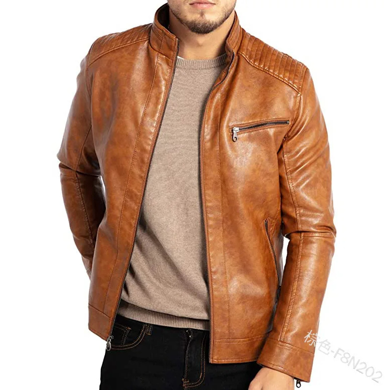 Karntex - Lederjacke Herren mit abnehmbarer Kapuze, Robuste Bikerjacke