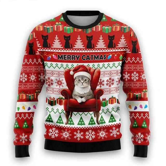 Festivy - Kreativer Weihnachtspullover – Perfekt für Katzenliebhaber & Feiertage