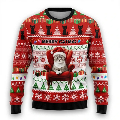Festivy - Kreativer Weihnachtspullover – Perfekt für Katzenliebhaber & Feiertage