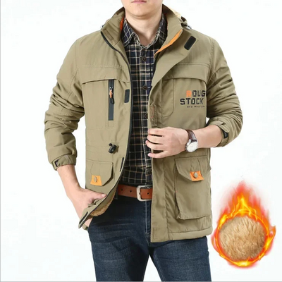 Berglen - Wintermantel Männer mit Kapuze und Kunstfell, Warm gefütterte Jacke