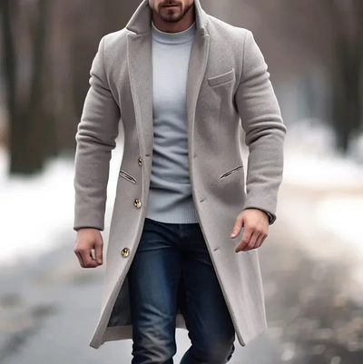 Nordmyn - Elegante Mantel Jacke Herren – Langer Winter Trenchcoat mit Revers