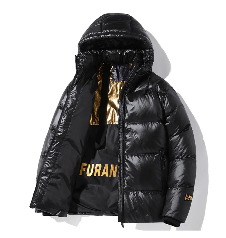 Jackfed - Daunenjacke Herren Glänzend Warm Gefüttert Mit Kapuze Winterjacke