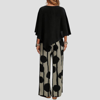 Willie | Modisches Damenset mit asymmetrischem Top und bedruckter Hose