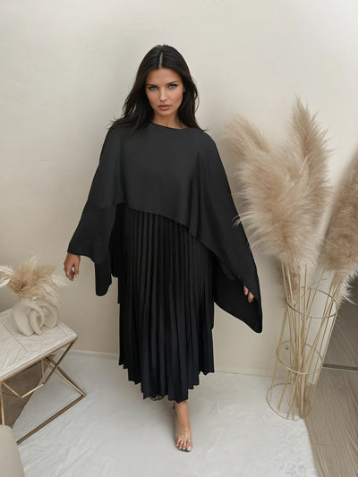 Satin Plissee Maxikleid