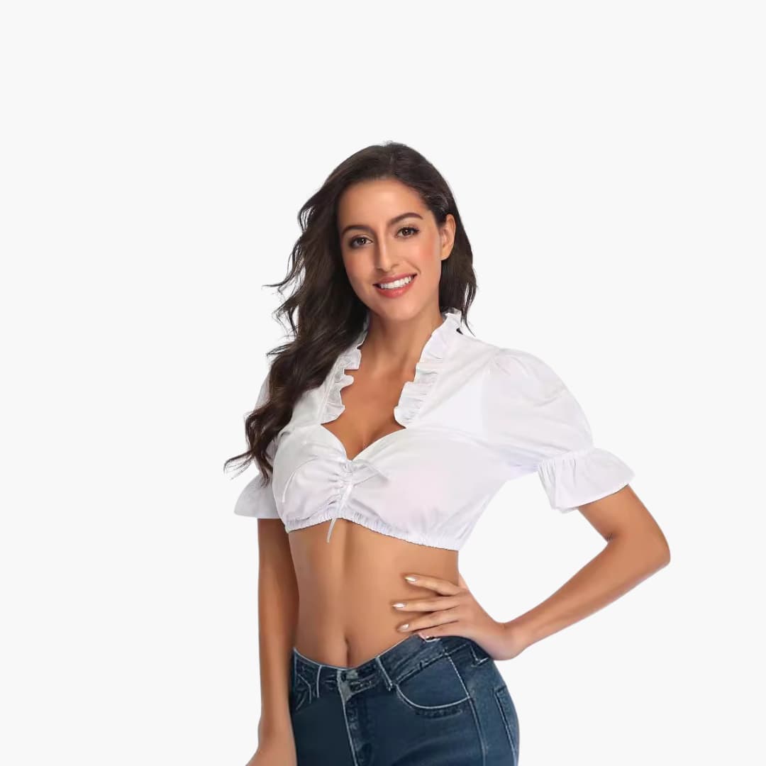 Dirndl Bluse mit Rüschen für Damen - Oktoberfest 2025