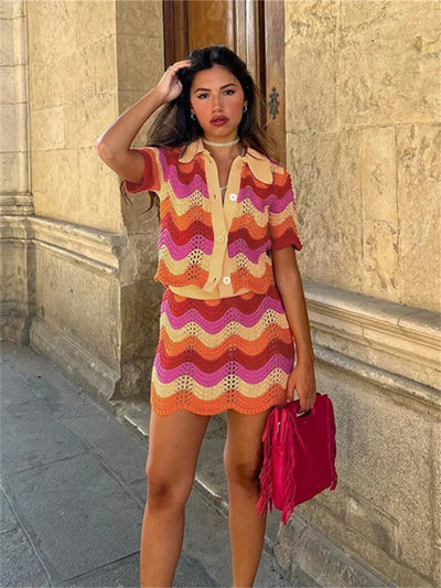 Maja- Strikket stil Mesh Set