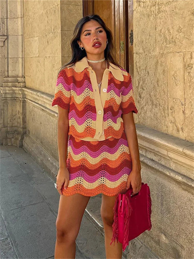 Maja- Strikket stil Mesh Set