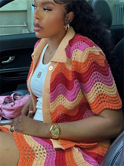 Maja- Strikket stil Mesh Set