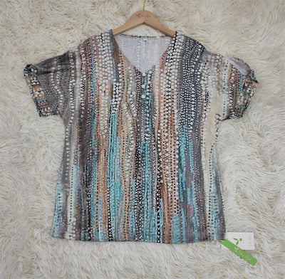 Modisches Kurzarmtop mit Retro-V-Ausschnitt für Damen –  Anna