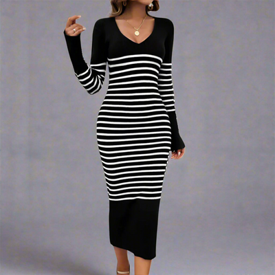 Johanna | Premium Strickkleid mit schmeichelndem V-Ausschnitt