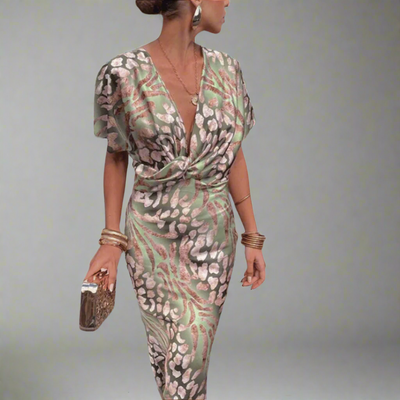 Cornelia | Verdrehtes Maxikleid mit Premium-V-Ausschnitt