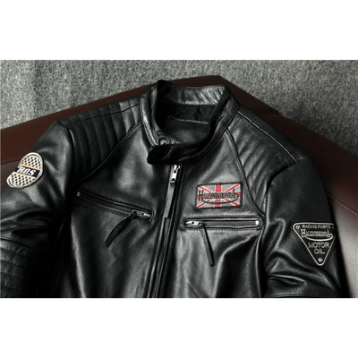 Luxhern - Lederjacke Herren mit Kapuze, Camouflage Bikerjacke