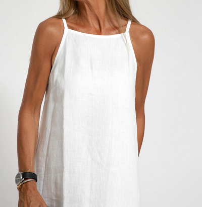 Langes ärmelloses Abendkleid aus Baumwolle-Leinen-Mix - Julia