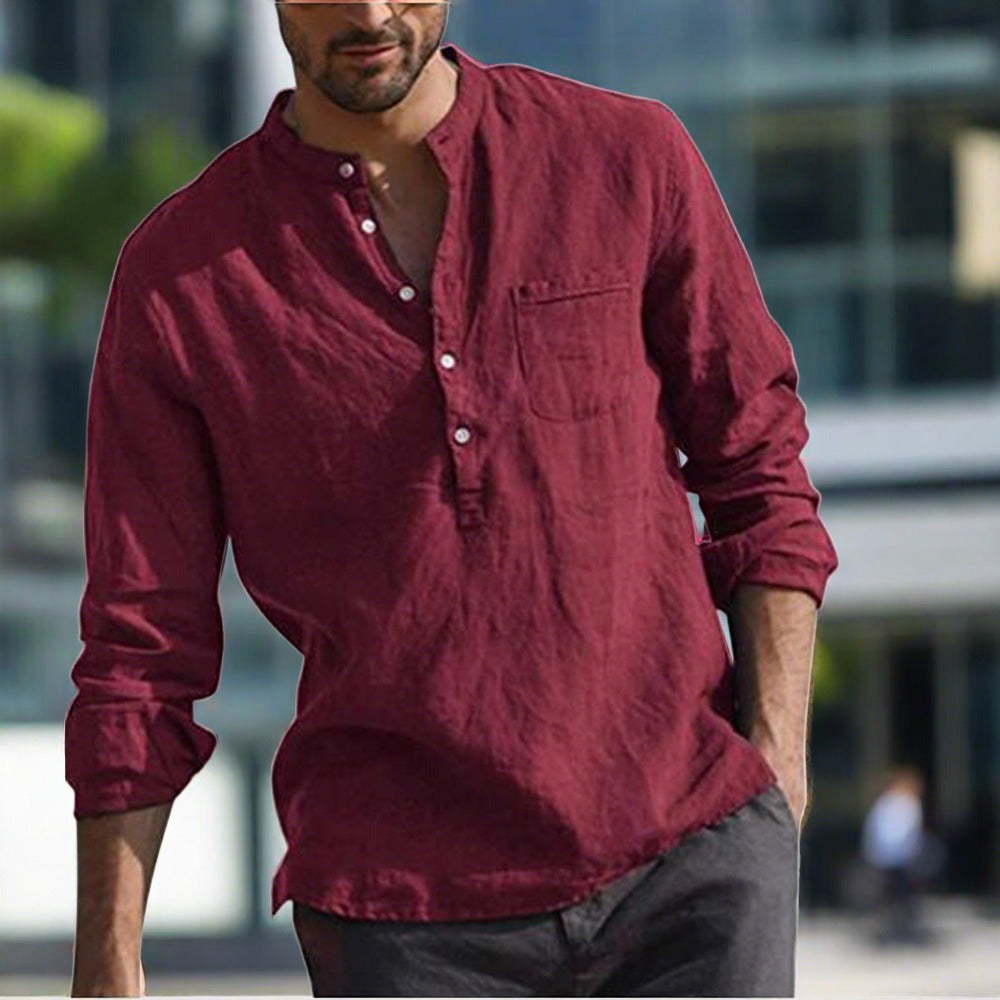 Elegantes Leinenhemd für Herren mit Brusttasche – Cecilio
