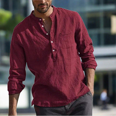 Elegantes Leinenhemd für Herren mit Brusttasche – Cecilio
